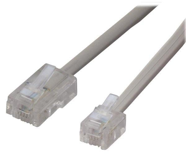 כבל RJ11 - RJ45 אפור לטלפון באורך 1 מטר - EcoFiber - אקופייבר